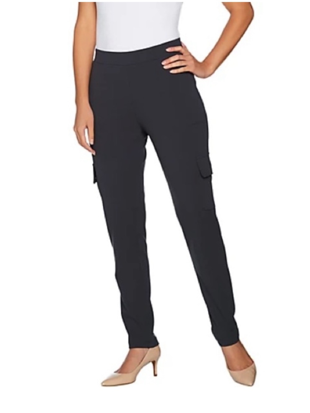 LISA RINNA COLLECTION Straight Leg Cargo Pant - Silky Soft - Size Small Petite